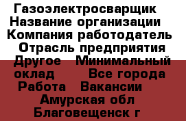 Газоэлектросварщик › Название организации ­ Компания-работодатель › Отрасль предприятия ­ Другое › Минимальный оклад ­ 1 - Все города Работа » Вакансии   . Амурская обл.,Благовещенск г.